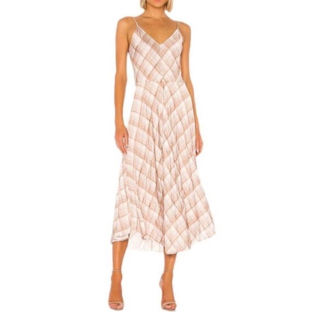 VINCE Sleeveless Hazy Plaid Slip Midi Dress Size XS